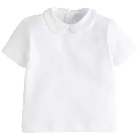 Piped Peter Pan Short Sleeve - White