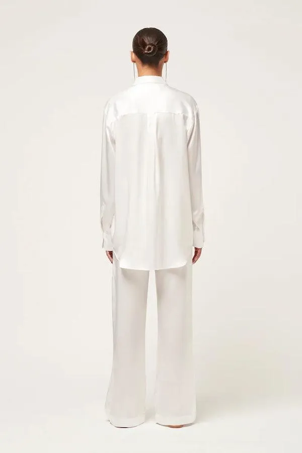 Relaxed Silk Boy Shirt White