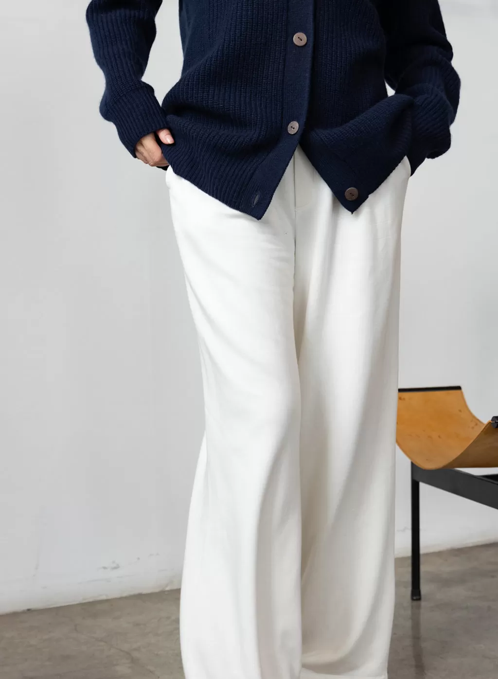 Ribbed Cashmere Oversized Cardigan Sweater in New Navy