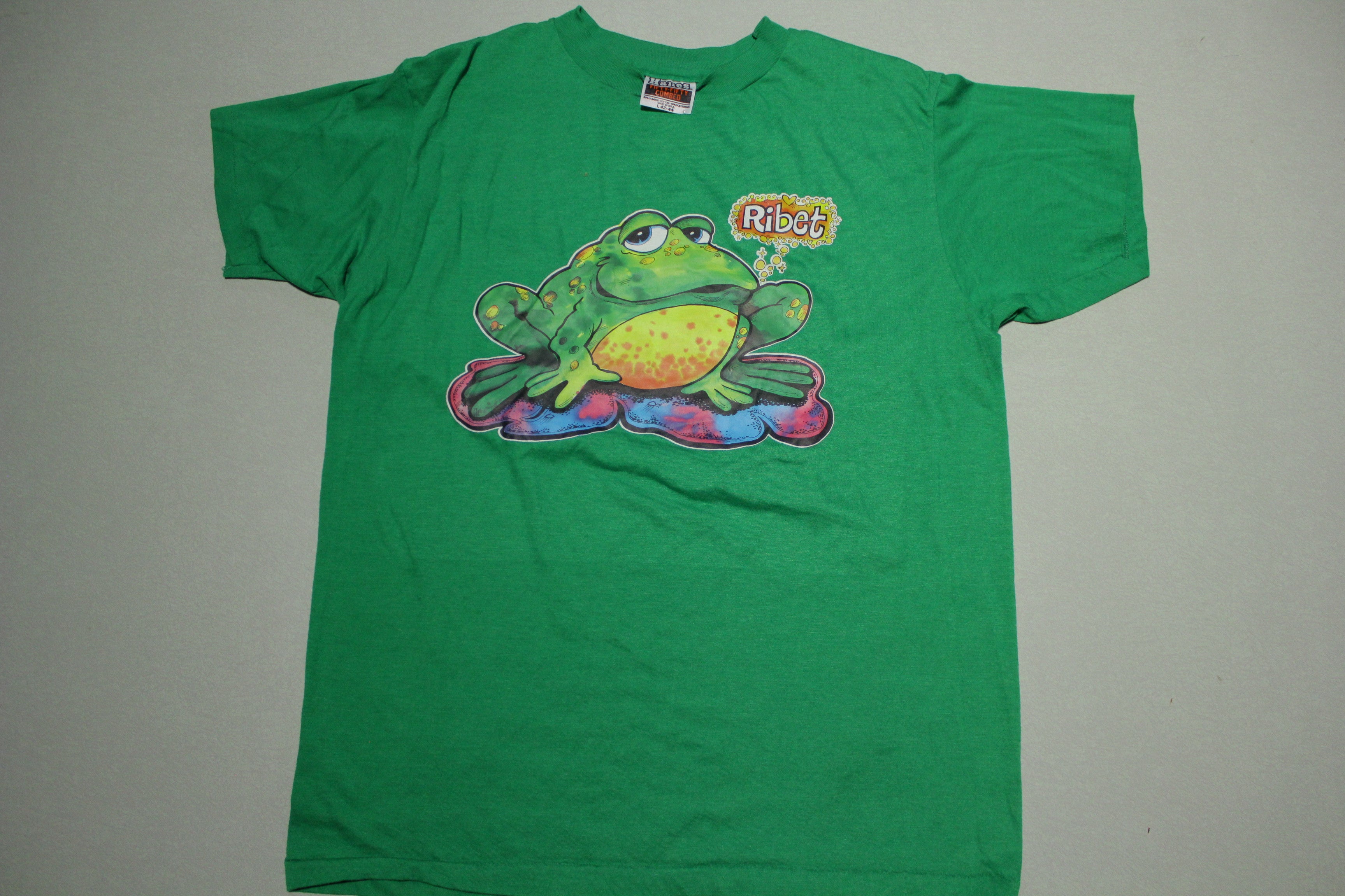 Ribet Pyschedelic Frog Vintage 80's Hanes Fifty Fifty Combed Heat Transfer T-Shirt