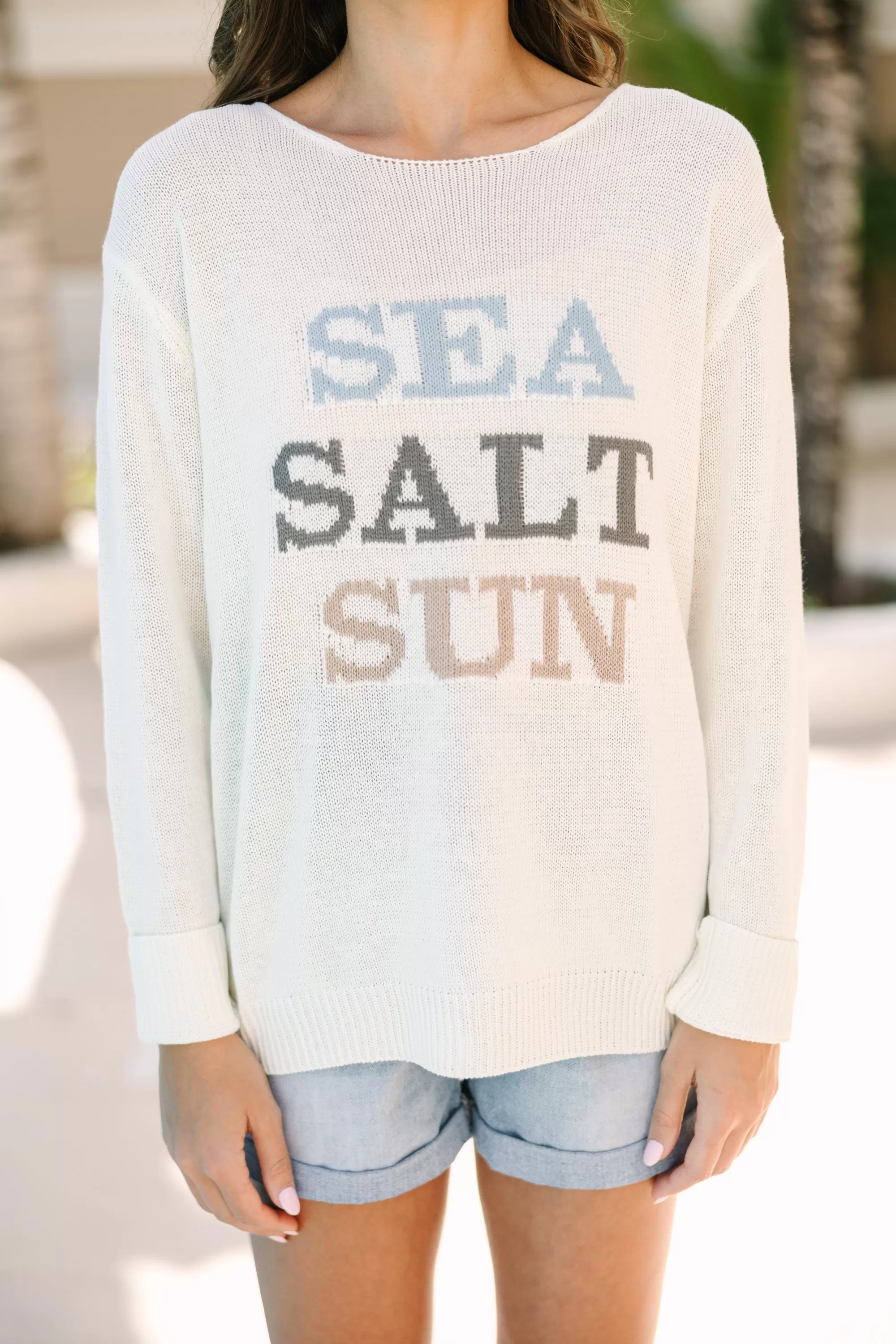 Sea Salt Sun White Graphic Sweater