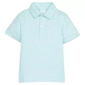 Short Sleeve Polo - Aqua Stripe