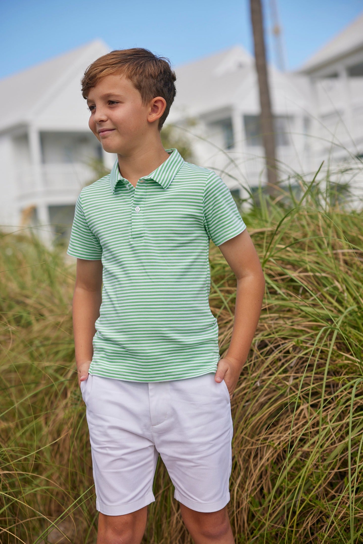 Short Sleeve Polo - Green Stripe