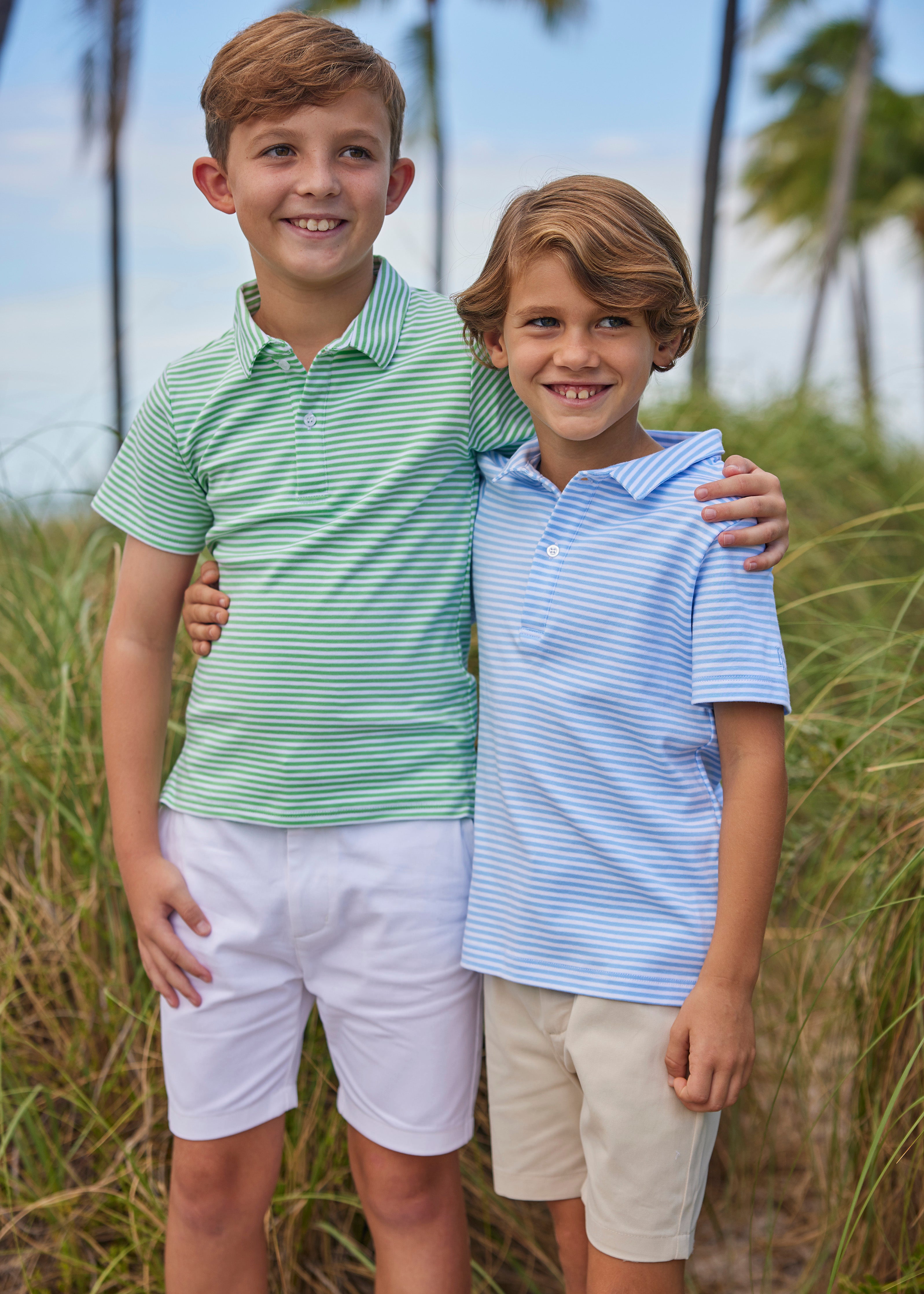 Short Sleeve Polo - Light Blue Stripe