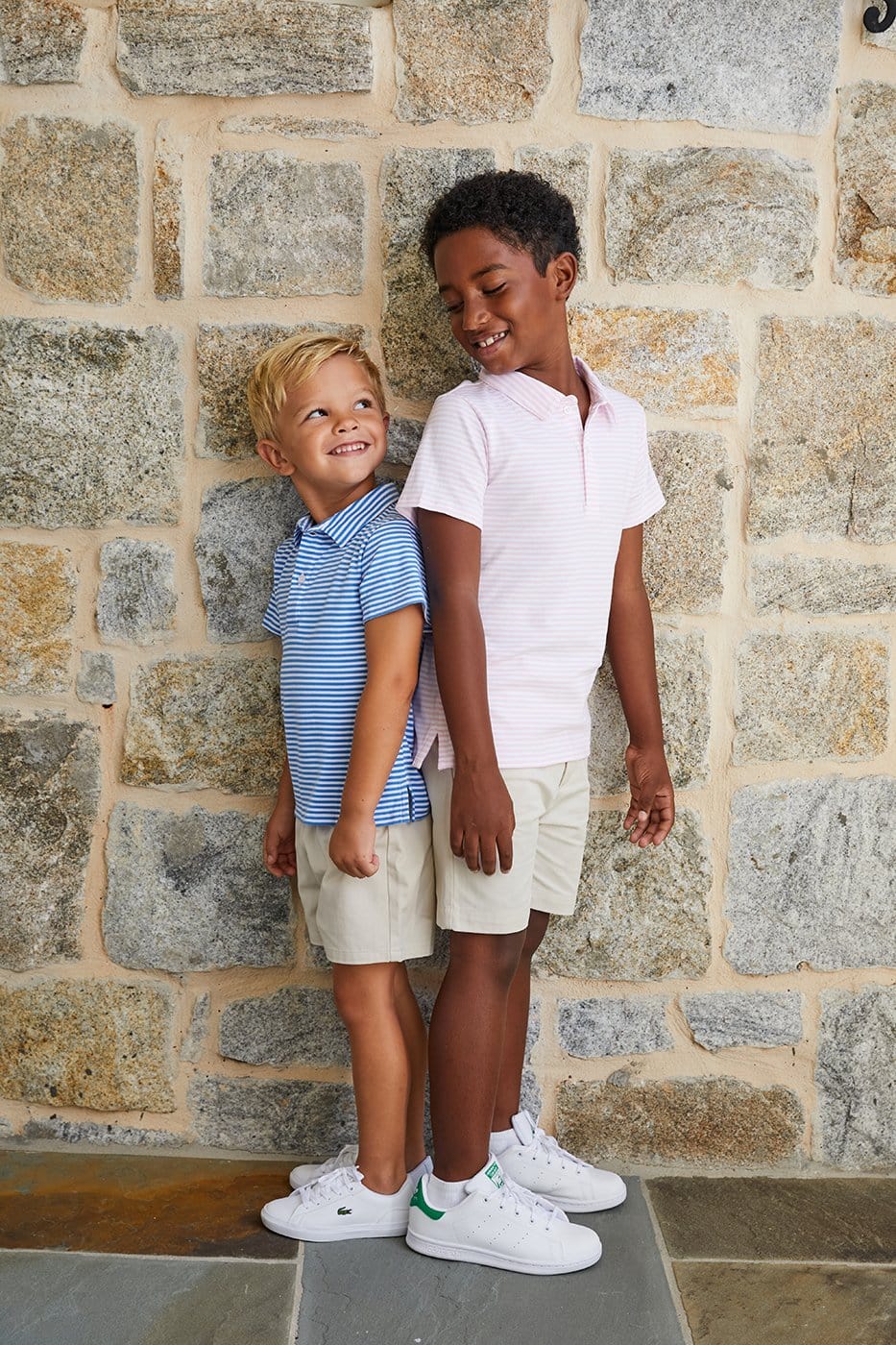 Short Sleeve Polo - Light Pink Stripe