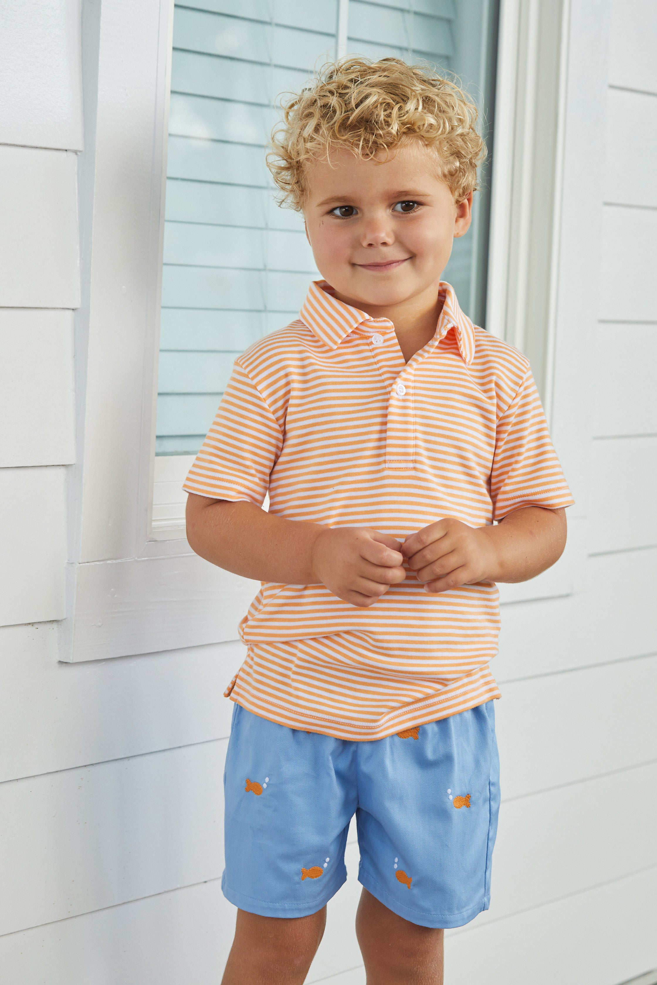 Short Sleeve Polo - Orange Stripe