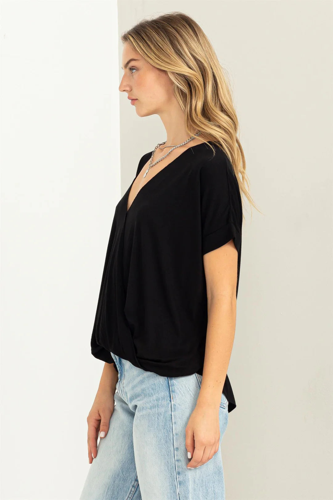 Short Sleeve Surplice Top