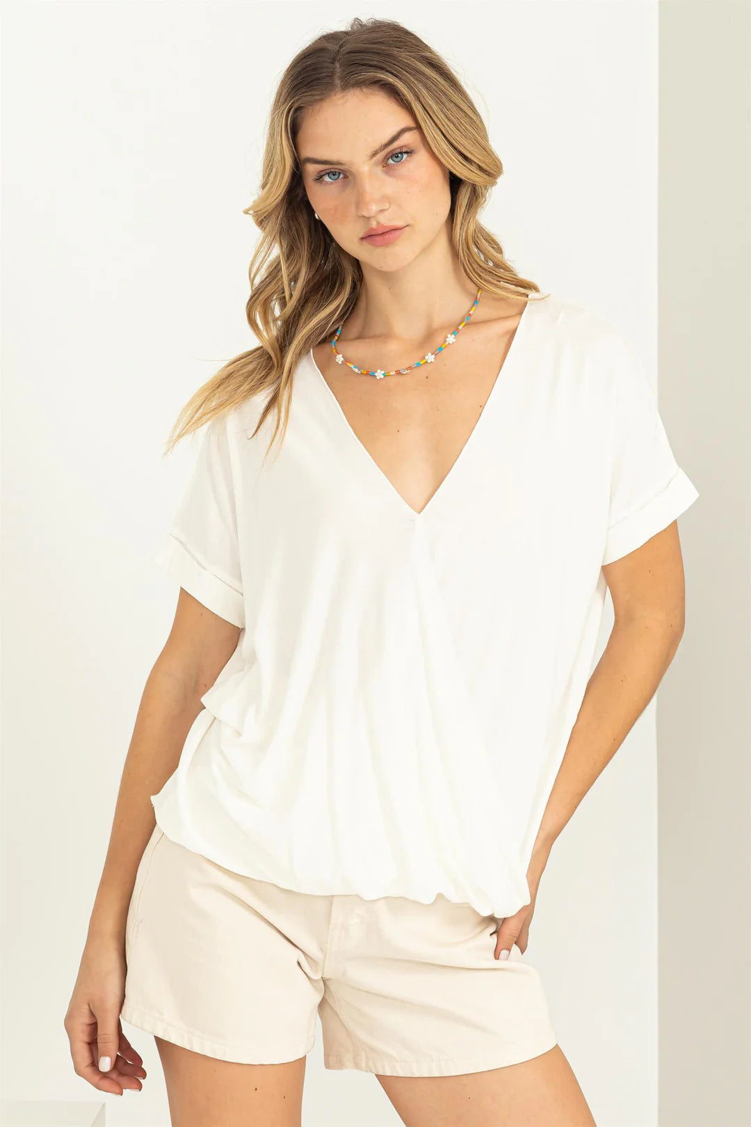 Short Sleeve Surplice Top