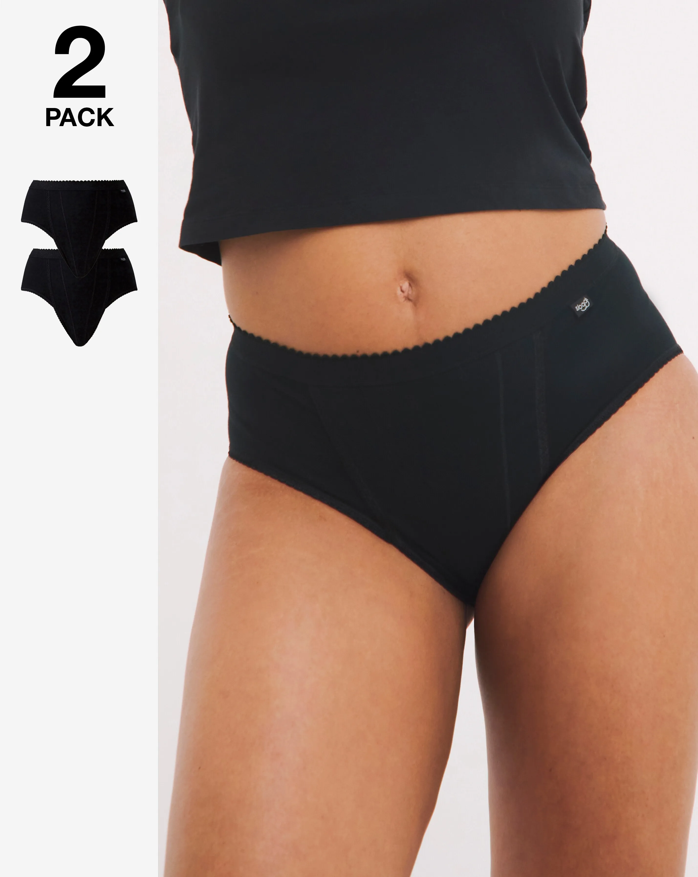 Sloggi 2 Pack Light Control Cotton Tai Knickers | Simply Be