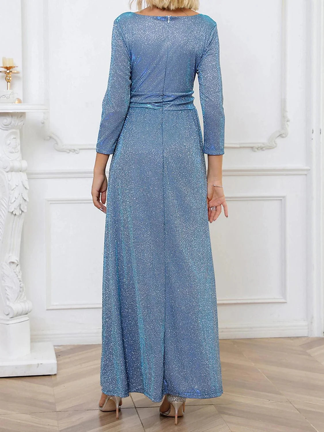 Sparkling Blue V-Neck Jumpsuit for Women - Elegant and Versatile