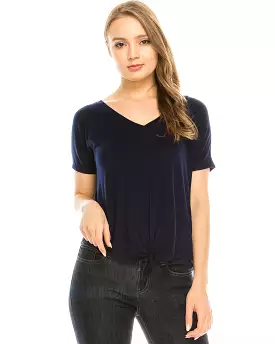 Surplice V-Neck Top Roll Up Casual Blouse