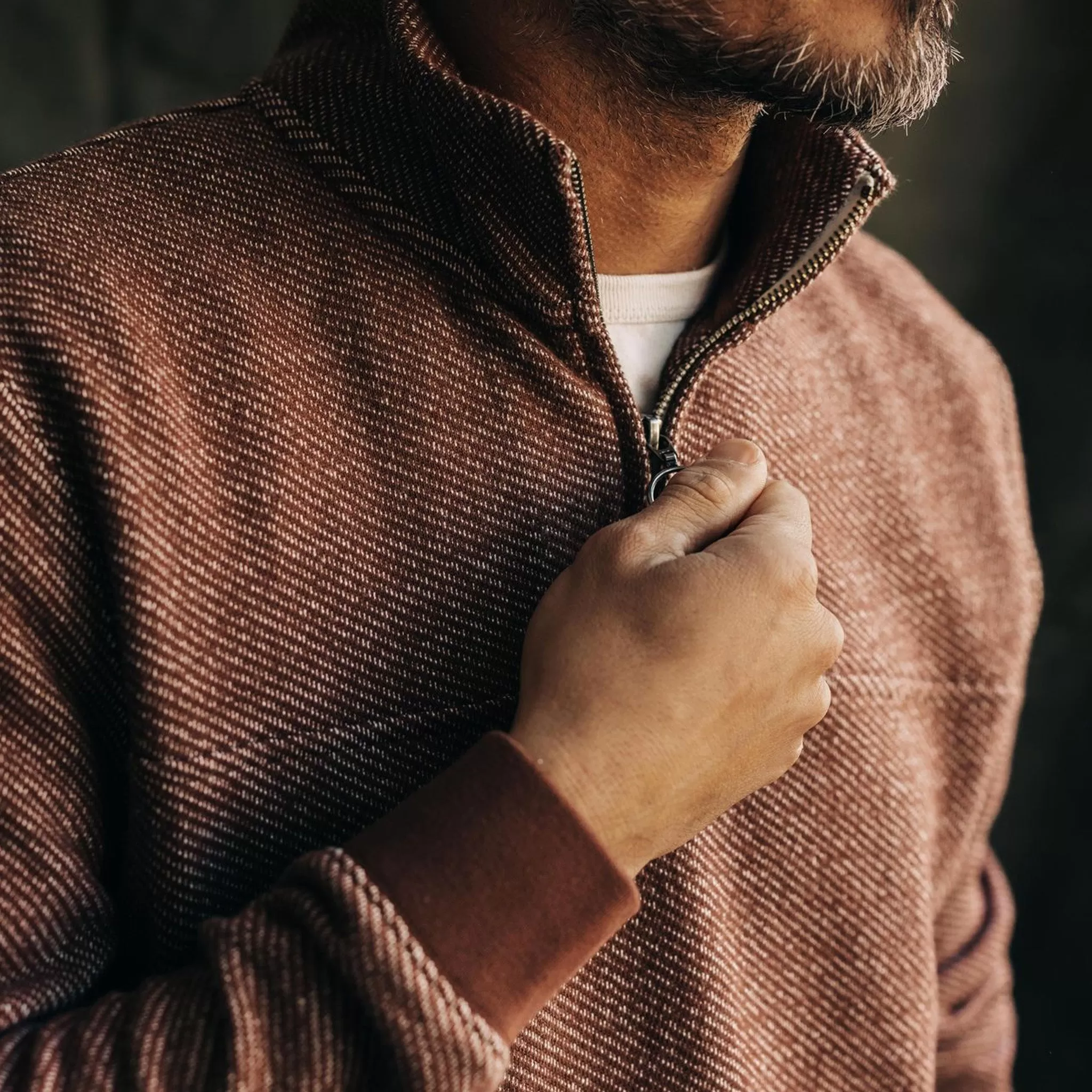 The Briggs Pullover in Merlot French Terry Twill Knit