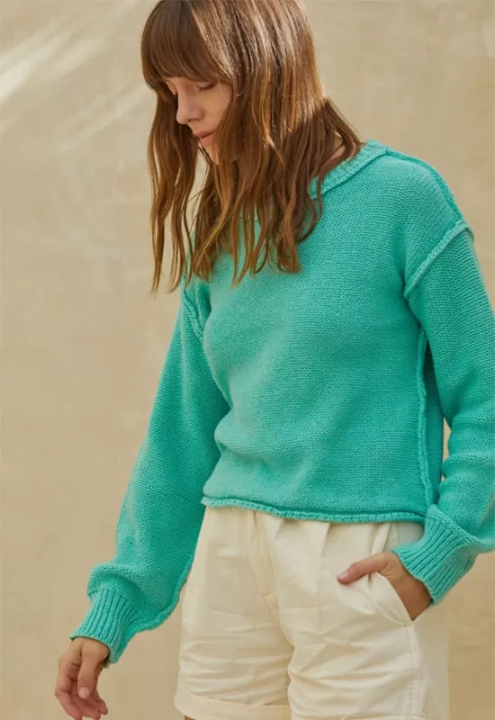 The Hailee Sweater - Light Green Grass