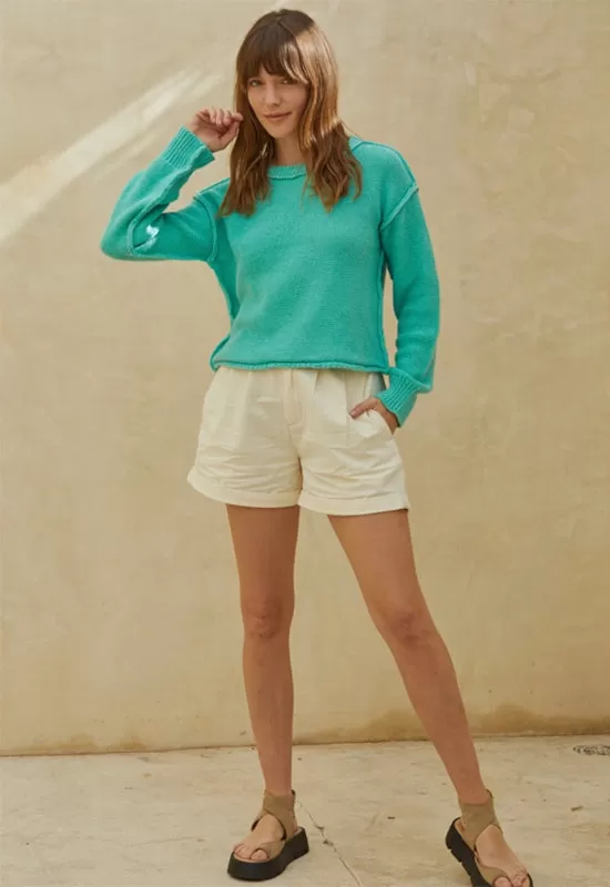 The Hailee Sweater - Light Green Grass