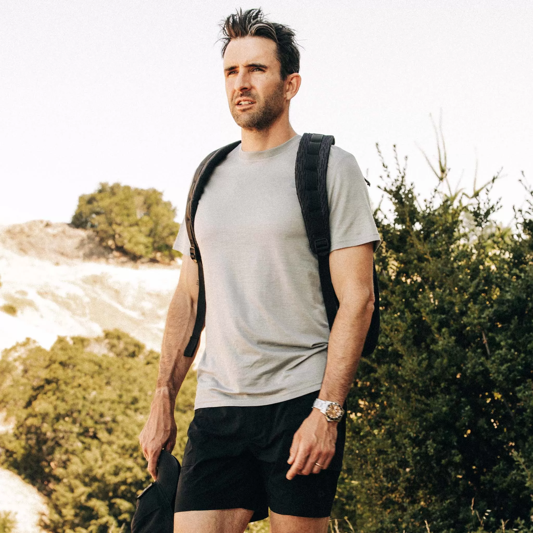 The Merino Base Layer Tee in Sharkskin