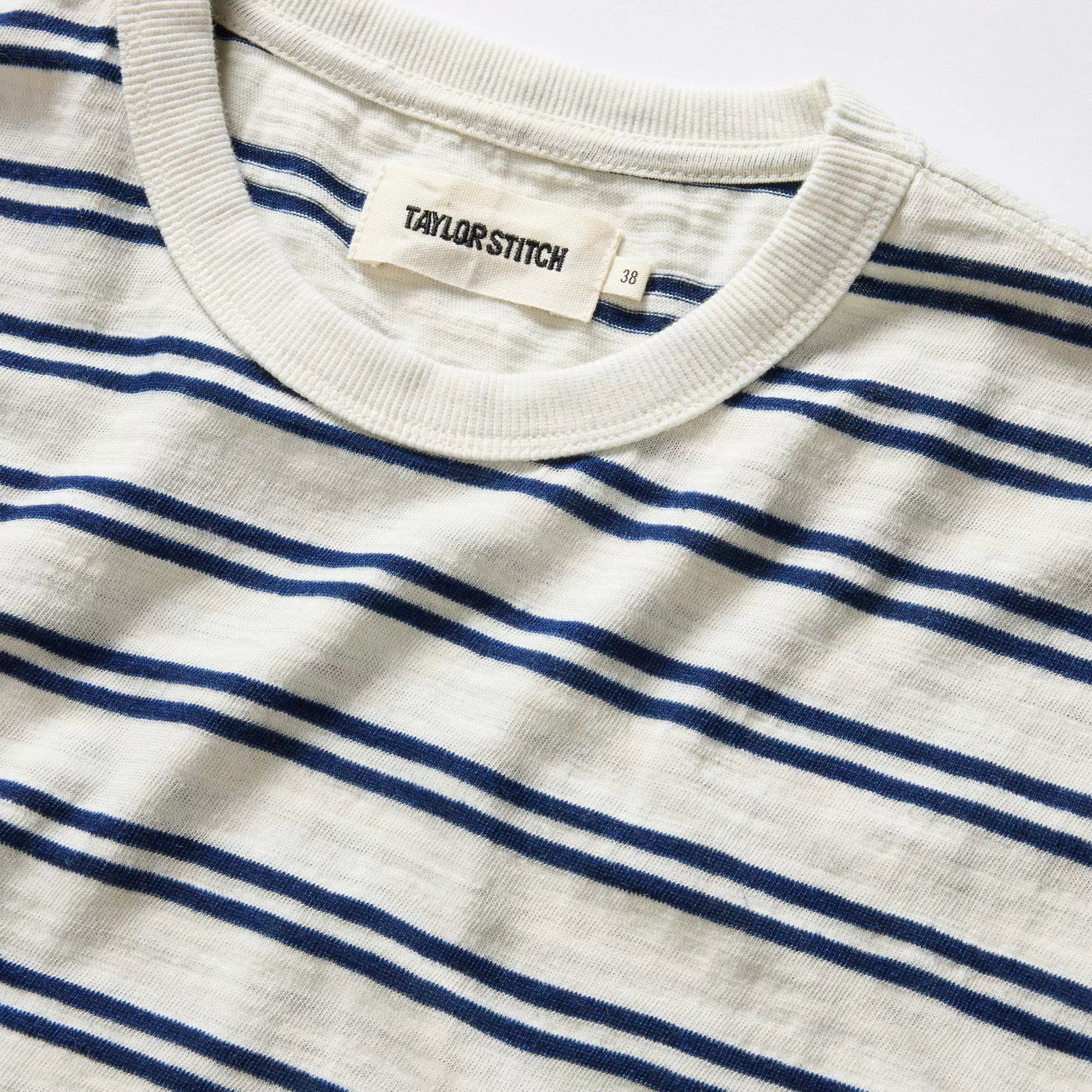 The Organic Cotton Tee in Washed Indigo Stripe