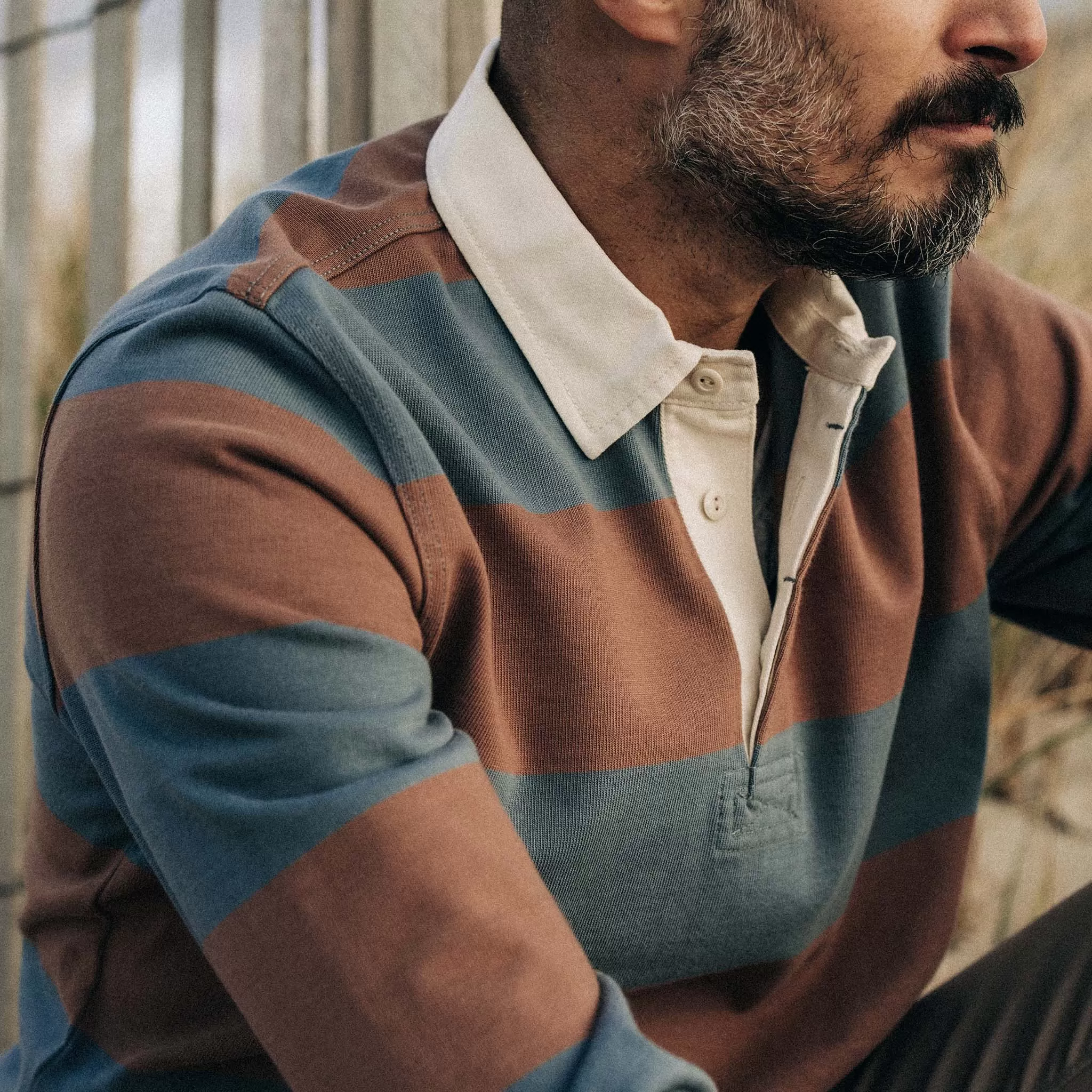 The Rugby Shirt in Faded Brick Stripe