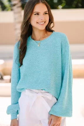 The Slouchy Turquoise Blue Bubble Sleeve Sweater