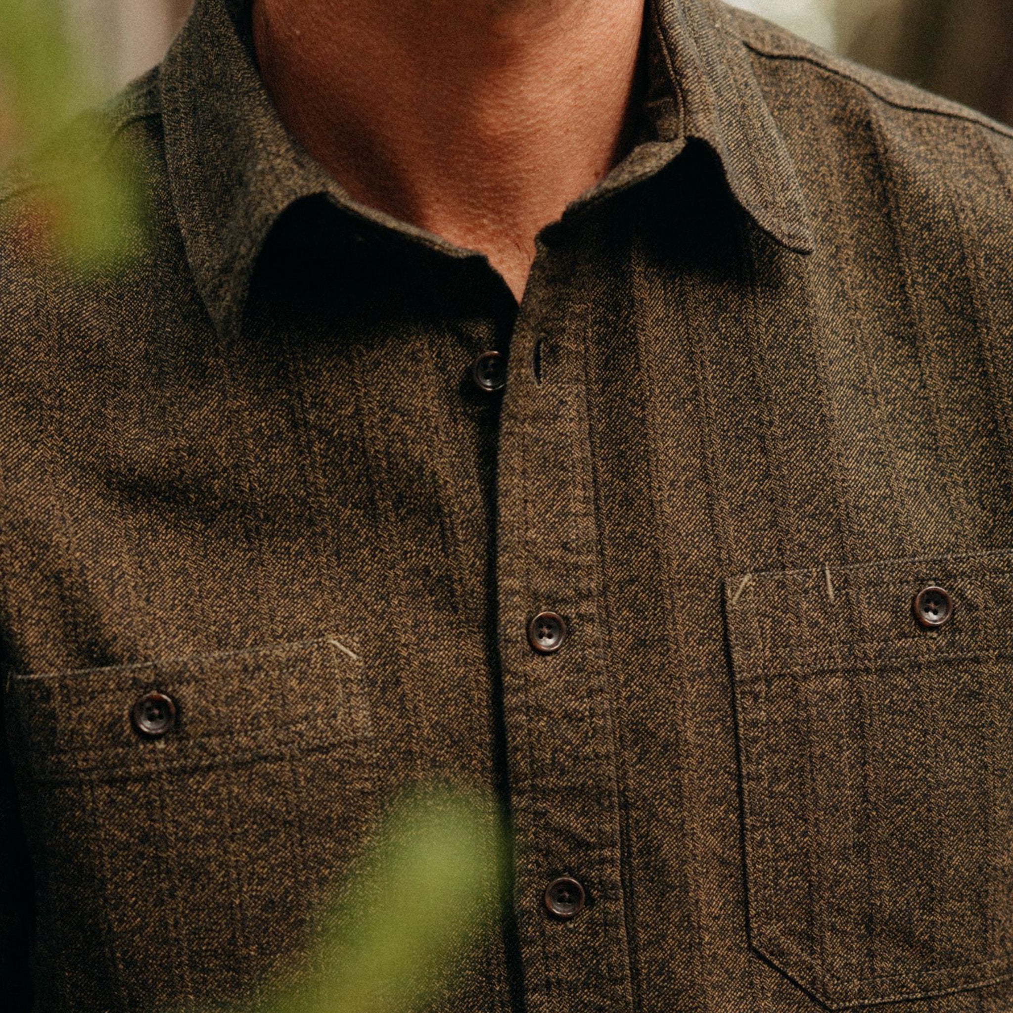 The Utility Shirt in Tarnished Brass Herringbone