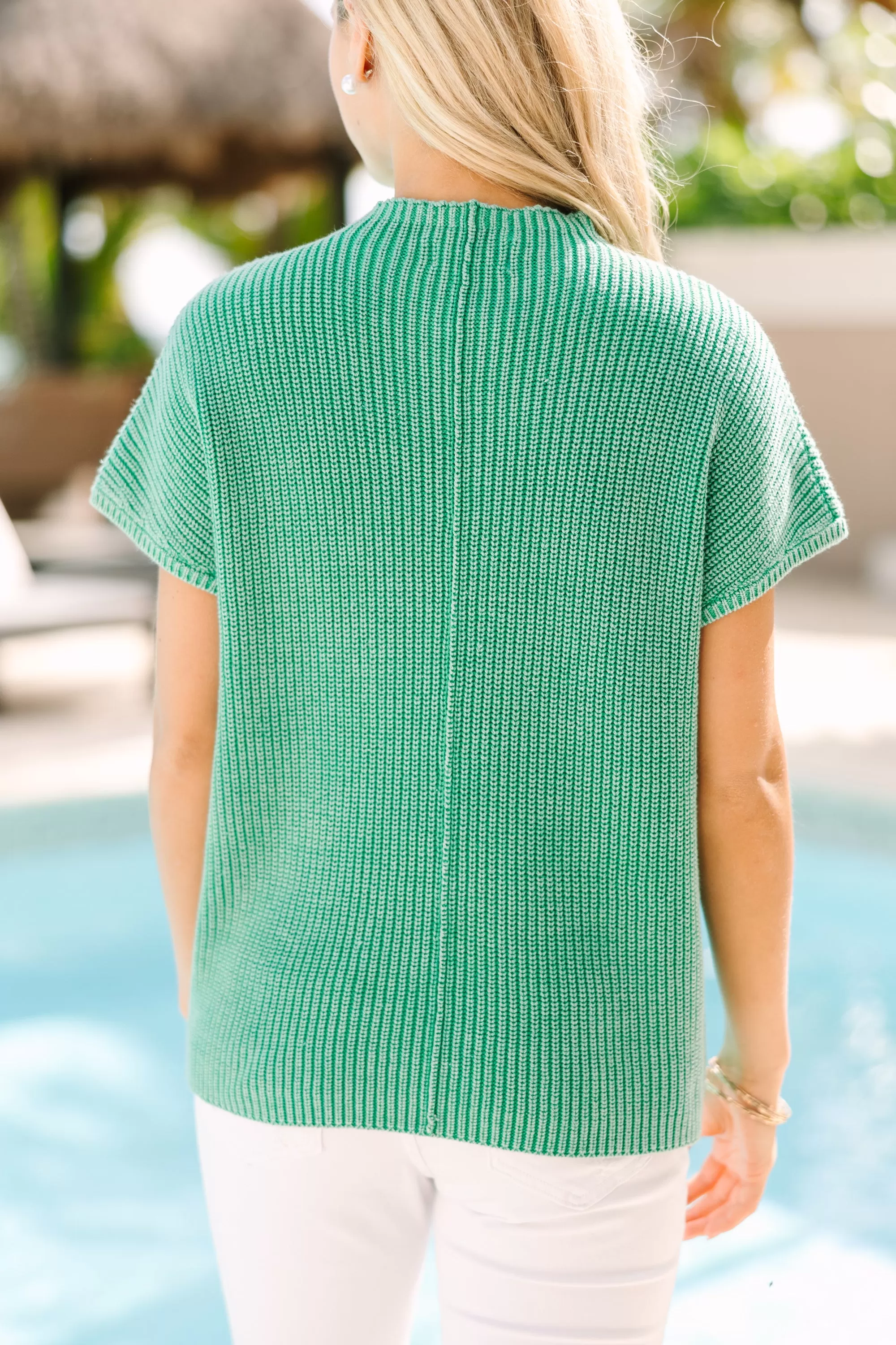 Think It Through Kelly Green Short Sleeve Sweater