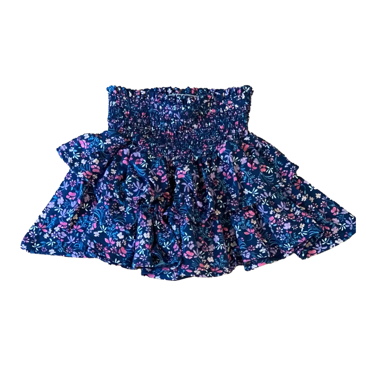 Tweenstyle by Stoopher Ditsy Navy Floral Smocked Waist Tiered Skirt