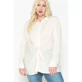 Twisted Knot Detail Oversized Satin Shirt