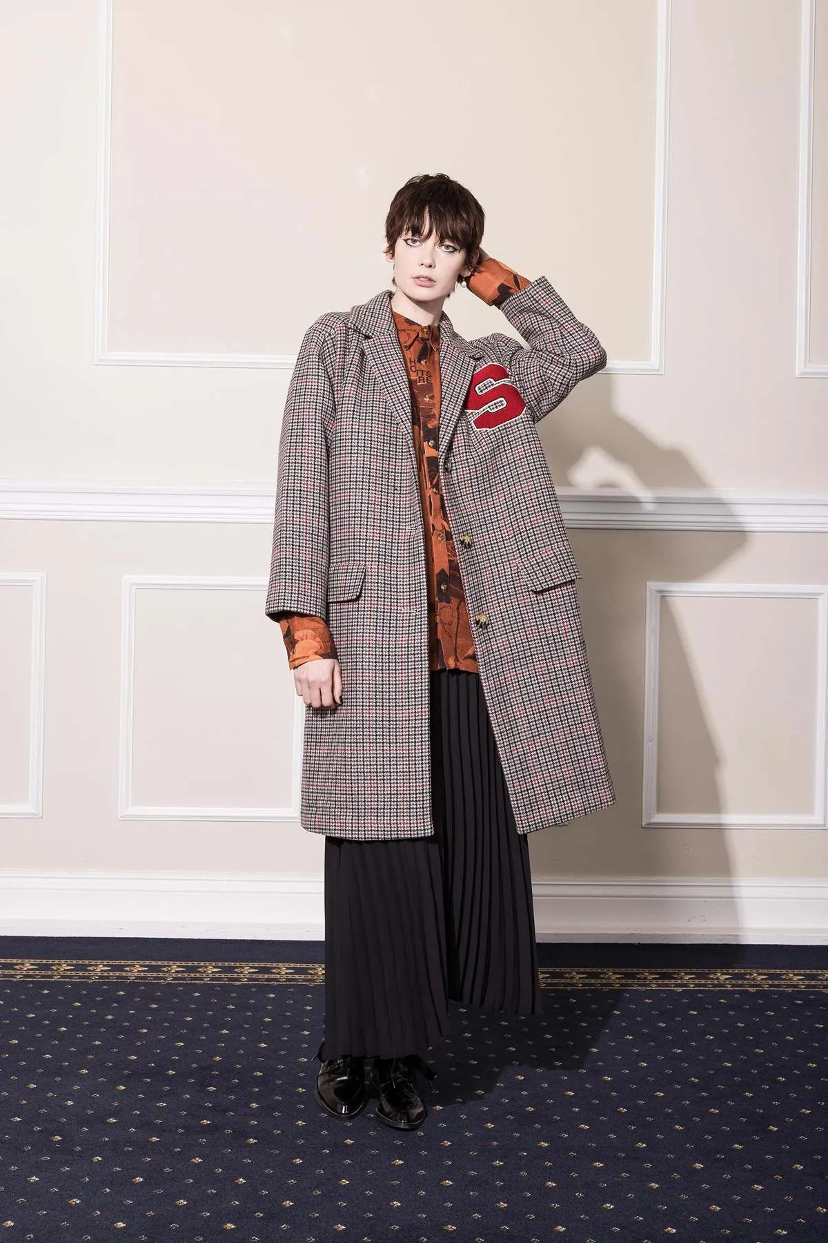 Ufo Wool Coat - Grey/Red Check