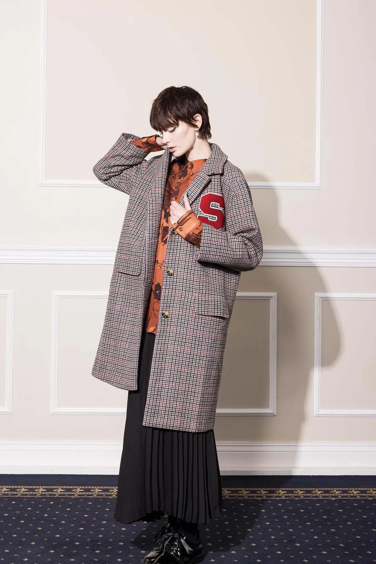 Ufo Wool Coat - Grey/Red Check