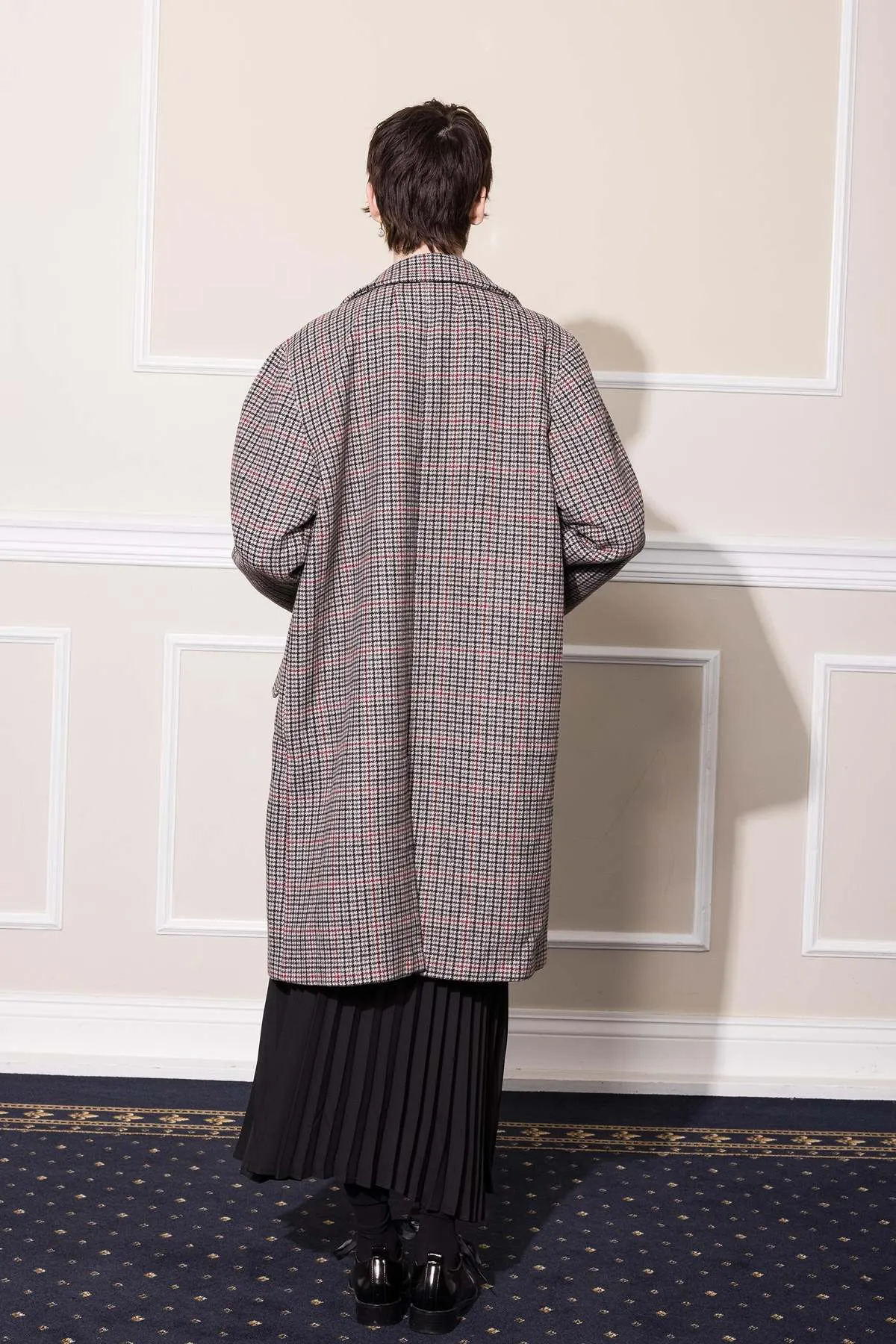 Ufo Wool Coat - Grey/Red Check