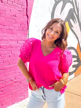 V-Neck Hot Pink Top