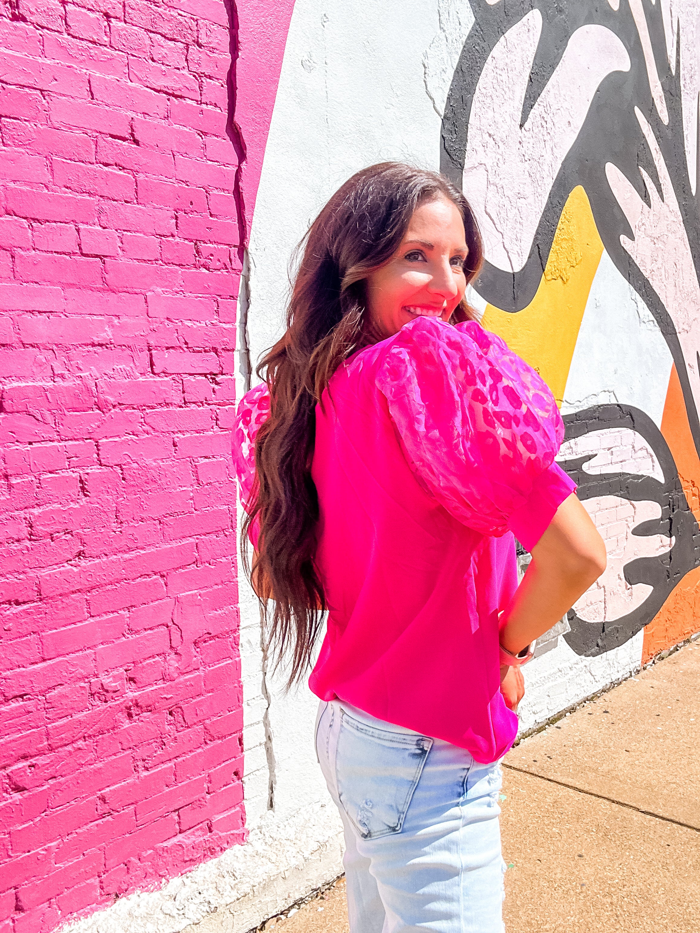 V-Neck Hot Pink Top