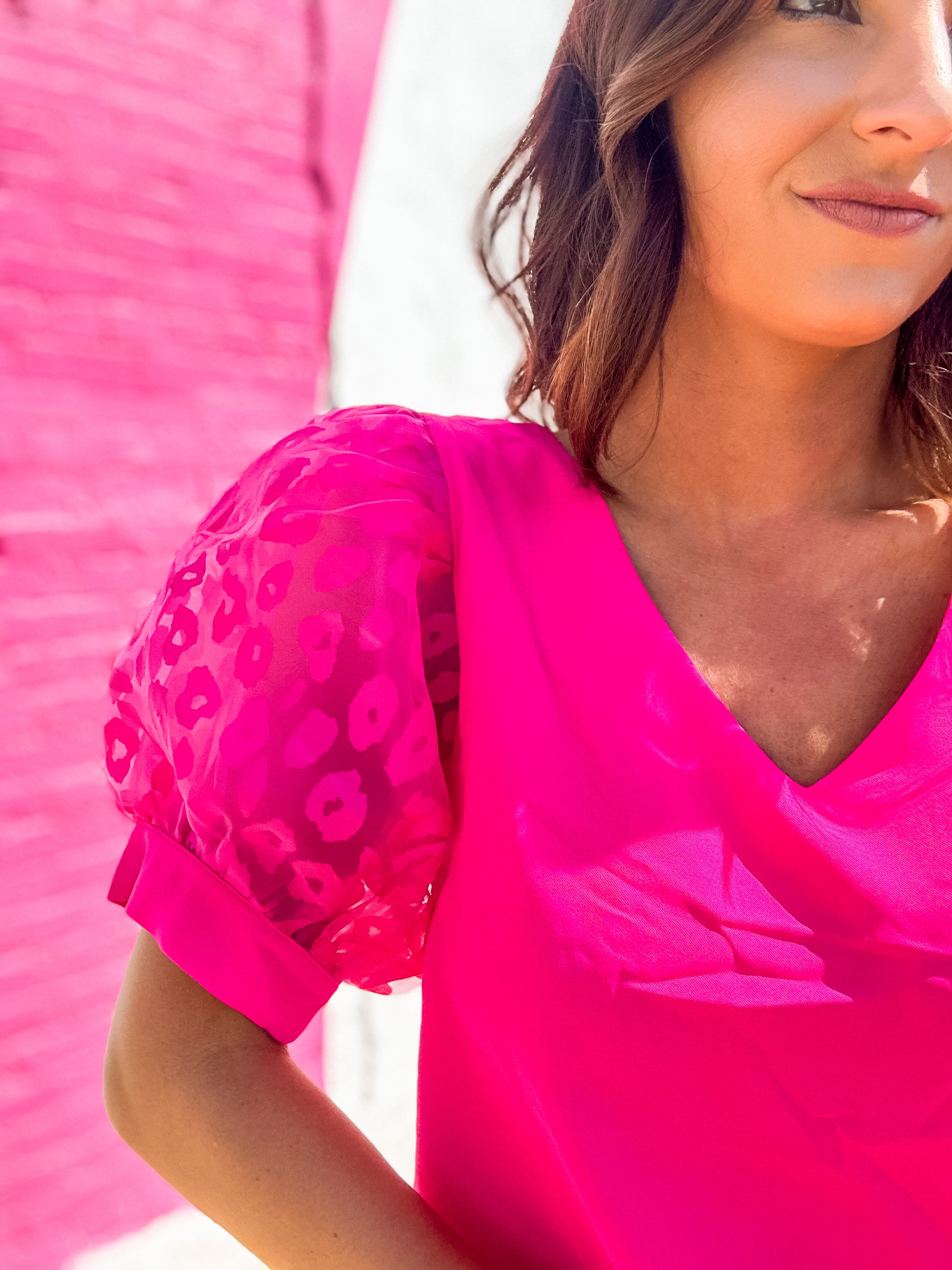 V-Neck Hot Pink Top