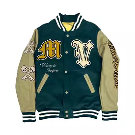 Valabasas “Skulls” Olive Varsity Jacket