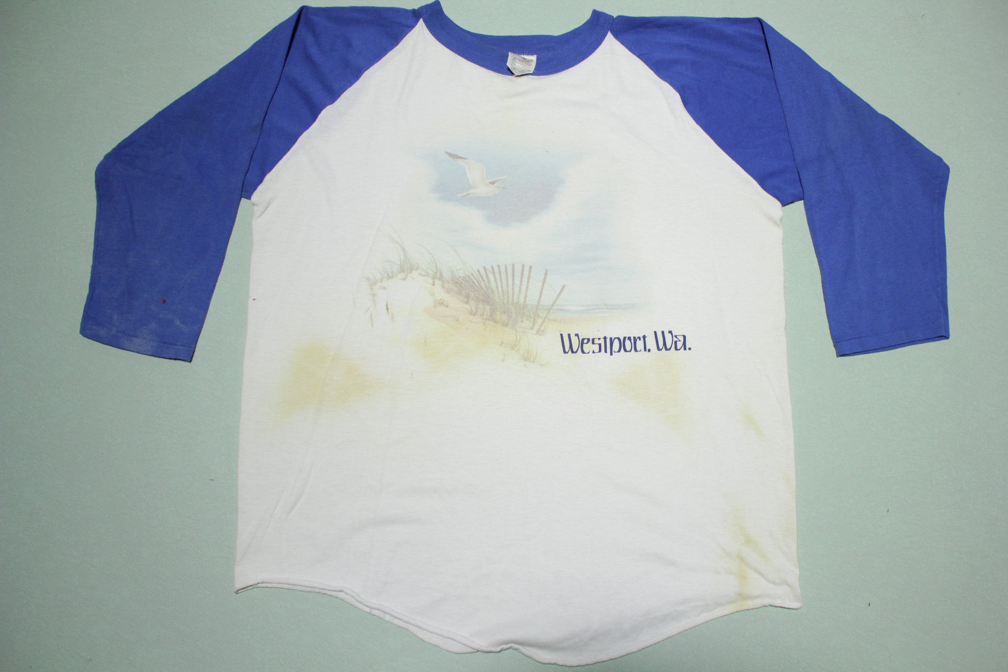 Westport WA Vintage 80's Raglan Rainy Washington T-Shirt