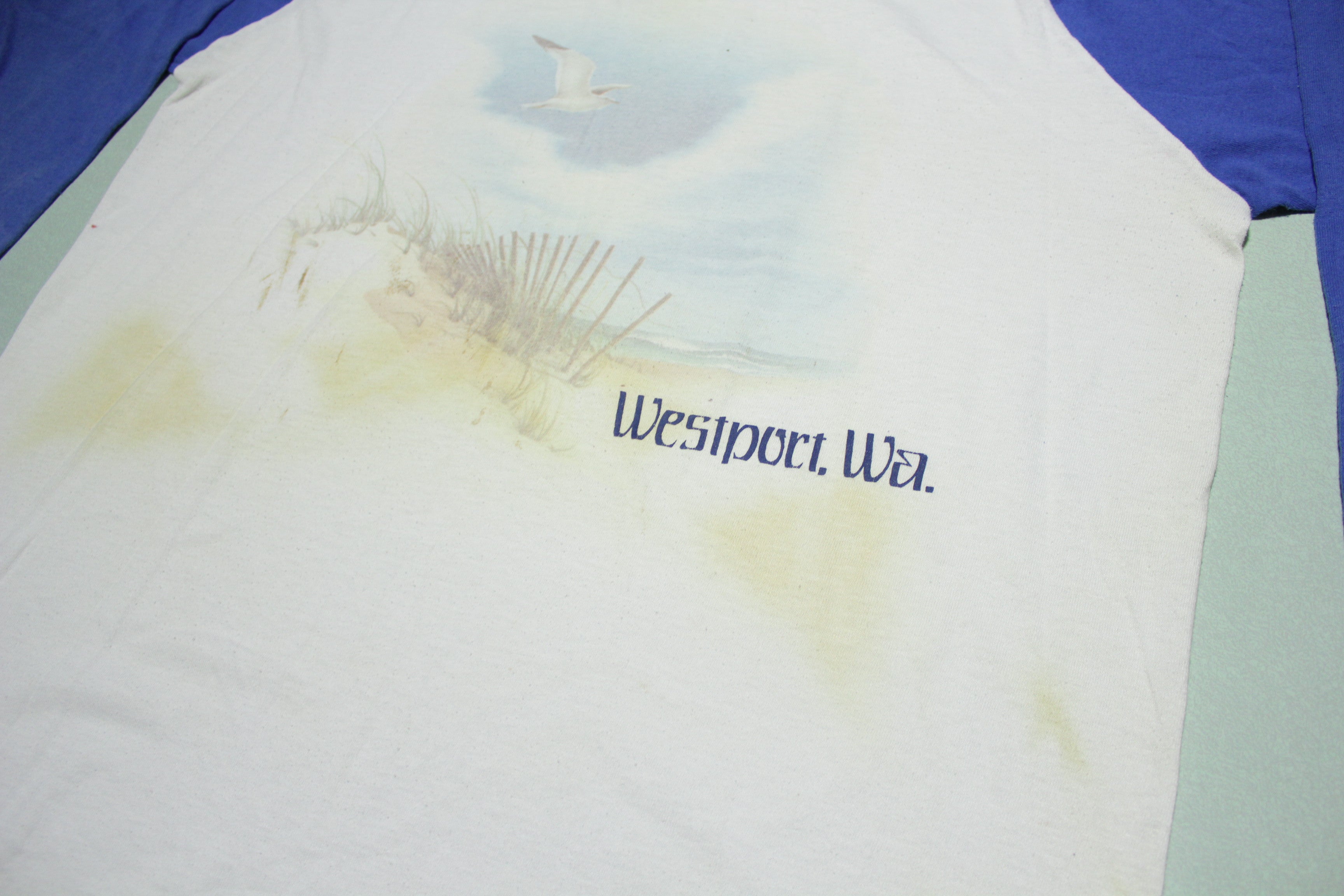 Westport WA Vintage 80's Raglan Rainy Washington T-Shirt