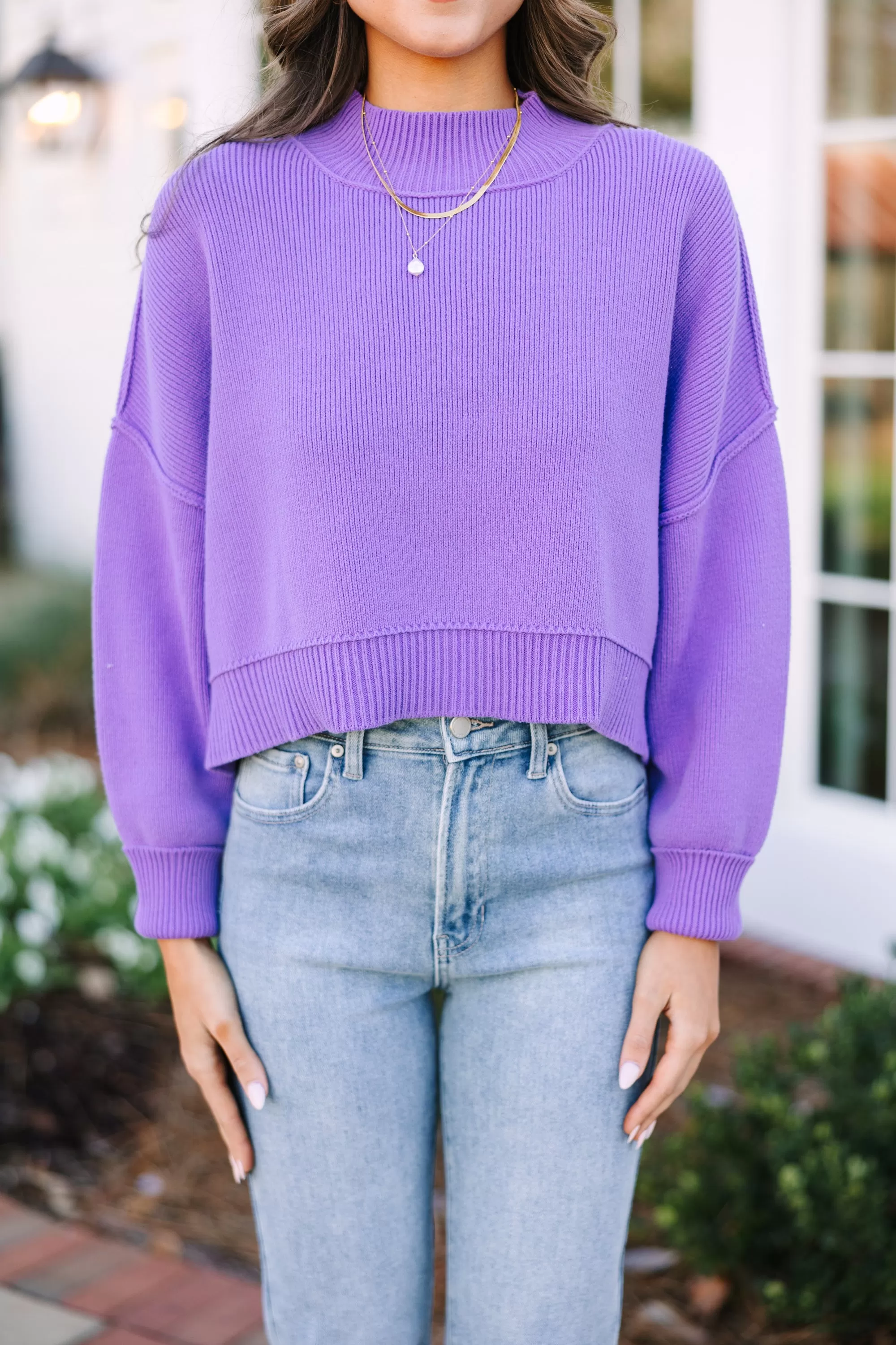 Where I Am Lavender Purple Cropped Sweater