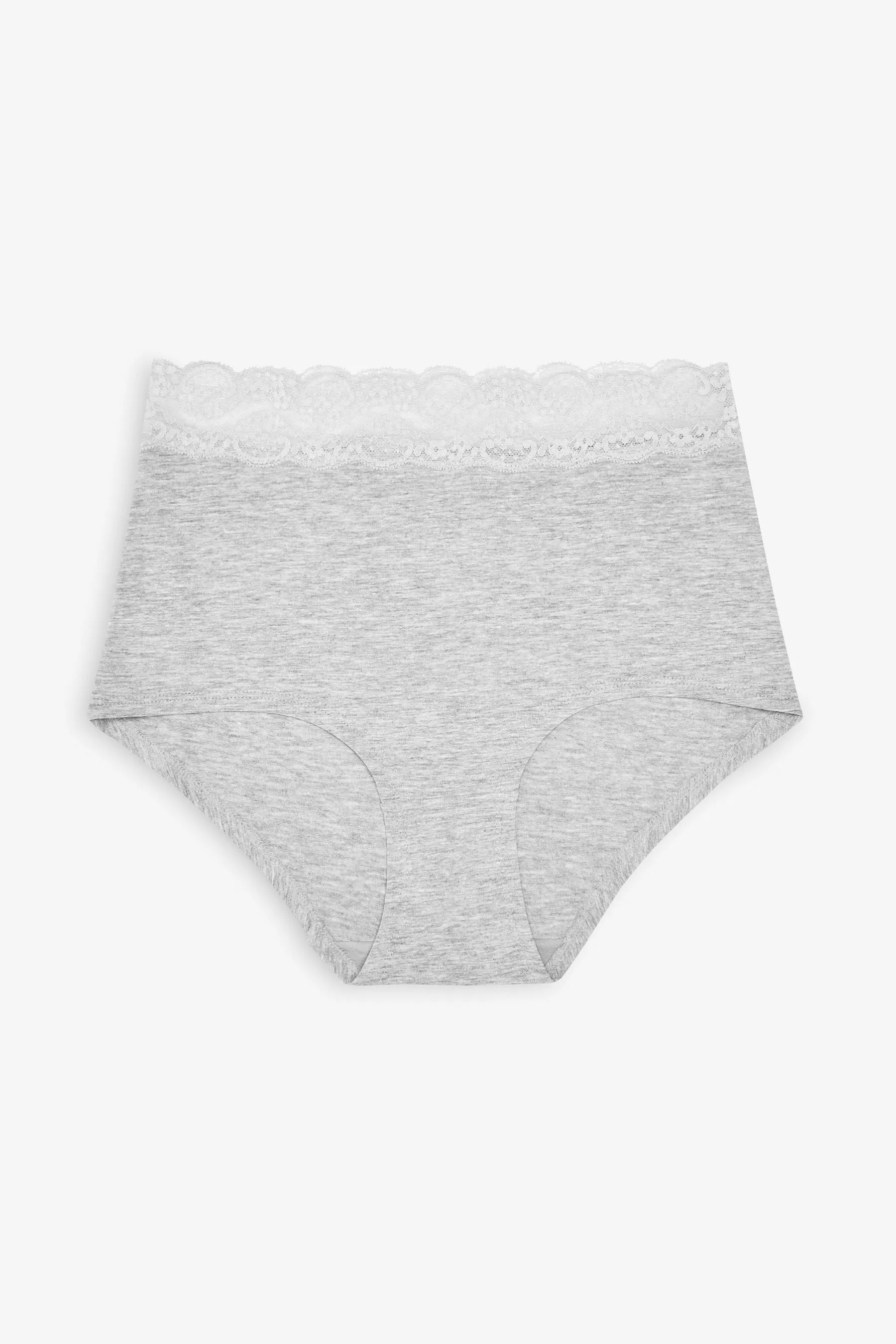 White/Black/Grey Full Brief Cotton and Lace Knickers 4 Pack