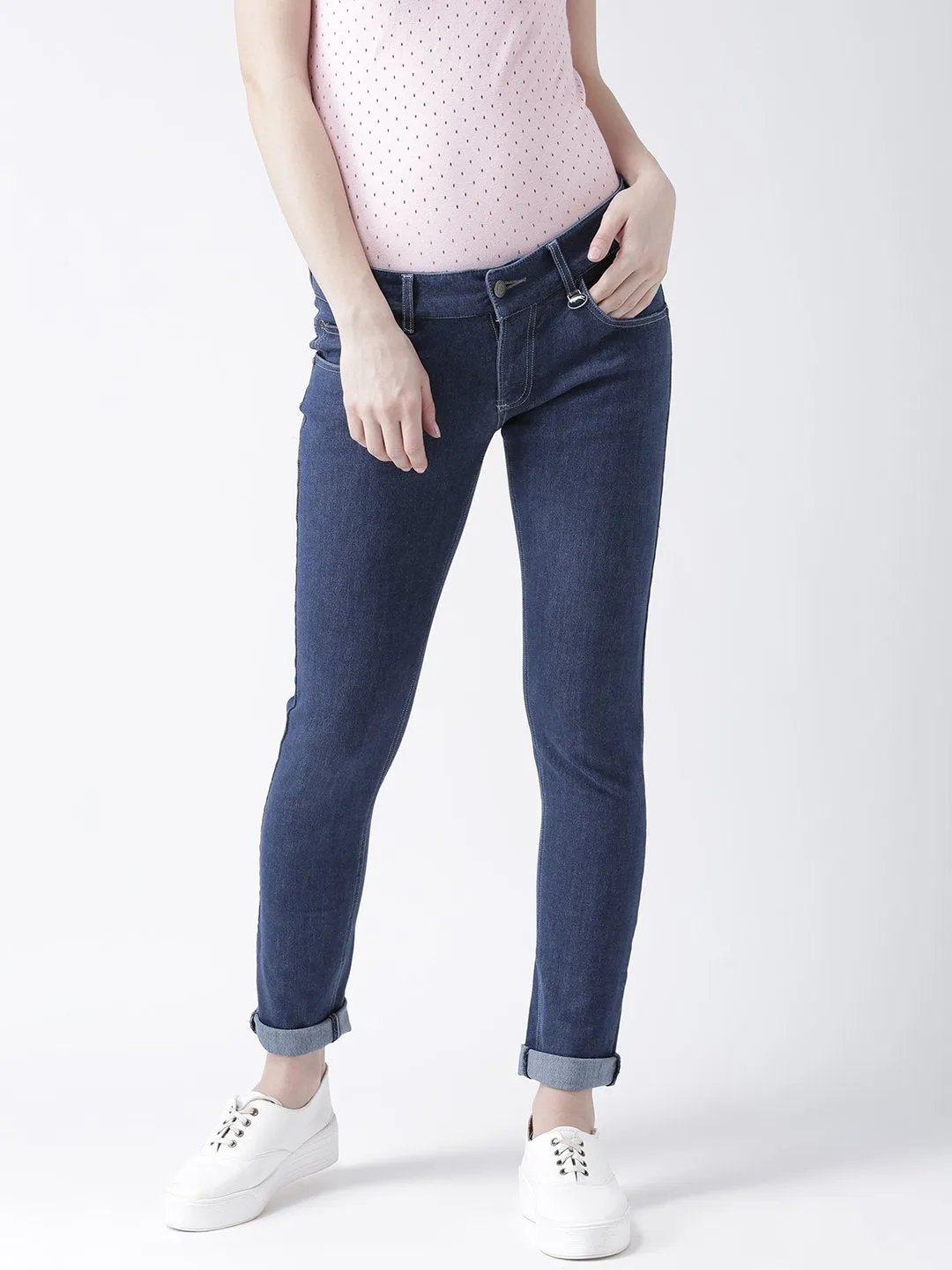 Women Blue Slim Fit Mid-Rise Clean Look Stretchable Jeans