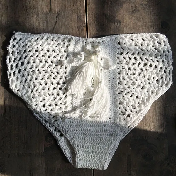 Women's Sexy Hollow Out Bandage High Waist Swimwear Crochet Panties